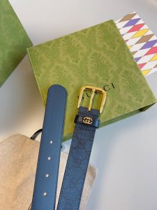 Gucci 款号 673921 Faby3 8442 Su E 花 进口底 宽度3.5Cm 皮圈缝制立体gg五金配饰 方形简约针扣