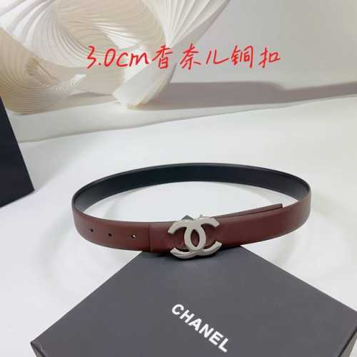 3.0Cm 香奈儿腰带，双面头层牛皮皮料，长度：.75.80.85.90.95.100欧，铜五金扣原版开模定制庆祝]