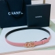 特 C Hanel 23P Cc 珍珠 与 水钻 Logo字母搭扣 黄铜金属小牛皮腰带 手感柔软 细腻 2.0Cm