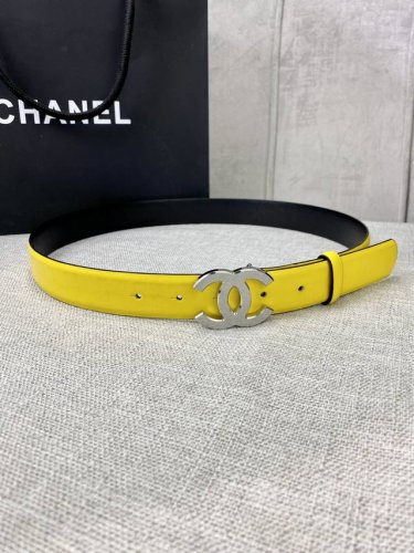 特 宽度3.0Cm Chanel 香奈儿 女士腰带皮带新款柔软的进口小牛皮金 银压砂面金属钢扣。