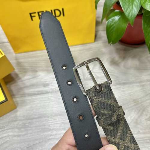 Fendl 芬迪 专柜同款 宽35Mm 原版定制布料 单环皮带 对角提花Ff图案布料材质 黑色皮革内衬 镀钯金属配件 时尚潮流 经典系列