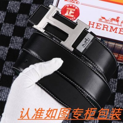 男士腰带：爱马仕 原单 男士皮带：百分百头层牛皮，保证真皮。24K纯钢扣双面可用专柜同等质量， 送人自用首选包装： 请认准如图专柜包装，赠送打孔器，银联发票，宽