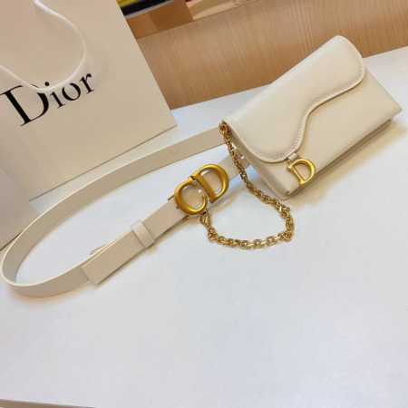迪奥腰包，内侧饰以*Christian Dior Paris*标志 复古金色饰面金属，皮带宽度2.0Cm，包包可拆卸。 配图片包包 - 点击图像关闭