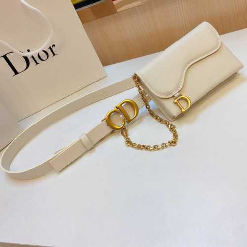 迪奥腰包，内侧饰以*Christian Dior Paris*标志 复古金色饰面金属，皮带宽度2.0Cm，包包可拆卸。 配图片包包