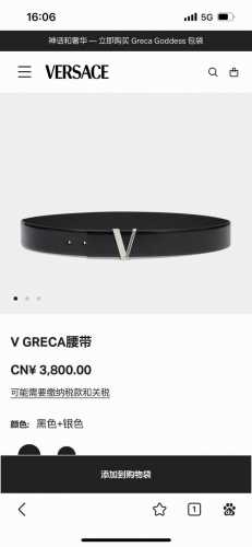 范思哲 ，宽4.0Cm，新款 此款时尚腰带采用柔软的皮革于意大利制成，饰有V Greca