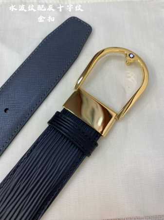 Montblanc万宝龙 宽3.5Cm 采用头层牛皮 压花，精品钢扣，自由裁剪商务休闲皮带 - 点击图像关闭