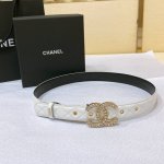 Chanel 23P Cc 水钻 金 与银 小羊皮腰带 3.0Cm精品 精致 典雅