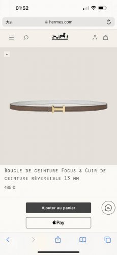 Hermes 女款 Focus Buckle & Reversible Leather Strap 3Mm