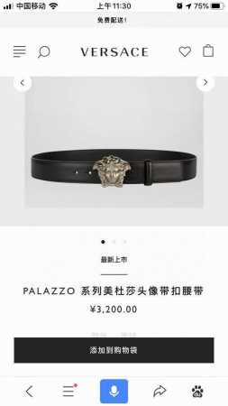 特 范思哲 宽4.0Cm 此款皮革腰带饰有标志性 Versace美杜莎头像搭扣，彰显品牌格调。是一款精美的衣橱必备单品。 - 点击图像关闭
