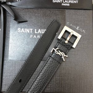 特 Ysl荔枝纹顶级小牛皮软腰带 2.0Cm方形针铜扣 非市场合金扣 Cassandre 标识腰带环