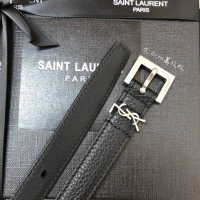 特 Ysl荔枝纹顶级小牛皮软腰带 2.0Cm方形针铜扣 非市场合金扣 Cassandre 标识腰带环