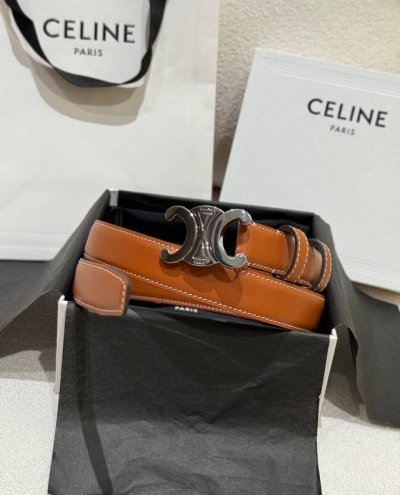 特 Celine 2024新款女士凯旋们腰带 Triomphe 双面顶级小牛皮腰带 百搭时尚潮流，宽2.5Cm