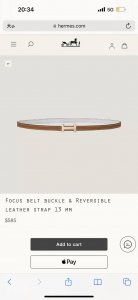 Hermes 女款 Focus Buckle & Reversible Leather Strap 3Mm