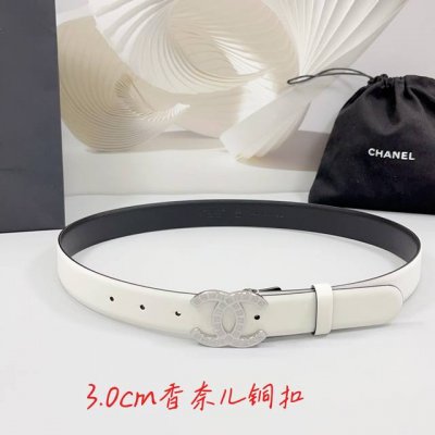 特 3.0Cm 香奈儿腰带，双面头层牛皮皮料，长度：.75.80.85.90.95.100欧，铜五金字母扣原版开模定制庆祝]