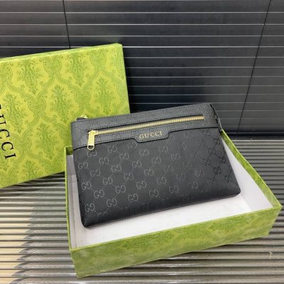 Gucci 古奇 牛皮手拿包 夹包 男包 顶级做工 高端品质 配送礼盒 规格 27 X 17 Cm
