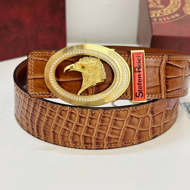 皮带: Stefen Rcici.史特芬.尼茨镶钻 腰带: 顶级原单复刻.私人订制高端特供版 等级: 进口原厂头层鳄鱼皮纹路-24K纯钢材质.镶钻石真空电镀工艺