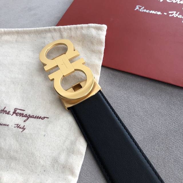 自动款腰带 Salvatore Ferragamo菲拉格慕男士3.5Cm双圈自动扣，进口双面头层牛皮腰带，精致耐用耐看耐搭配。6524